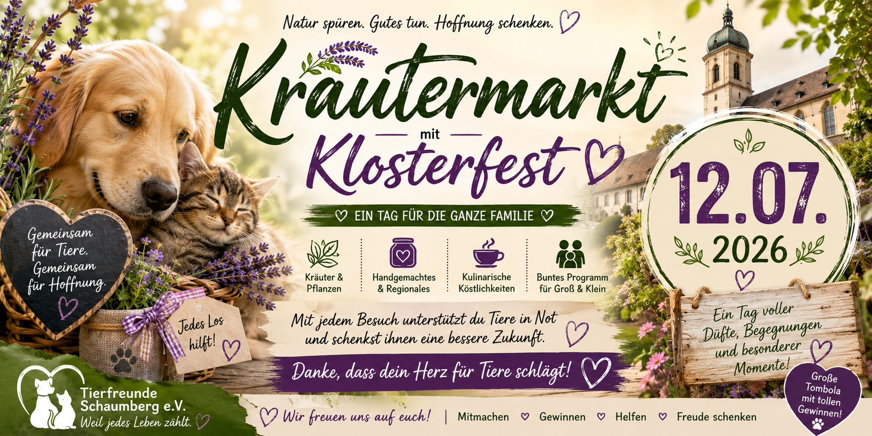 🌿🐾 Tierfreunde Schaumberg e.V. beim Kräutermarkt & Klosterfest am 12. Juli 🐾🌿
